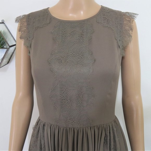 Banana Republic Taupe Cap Sleeve Lace Dress 0 - Picture 3 of 4